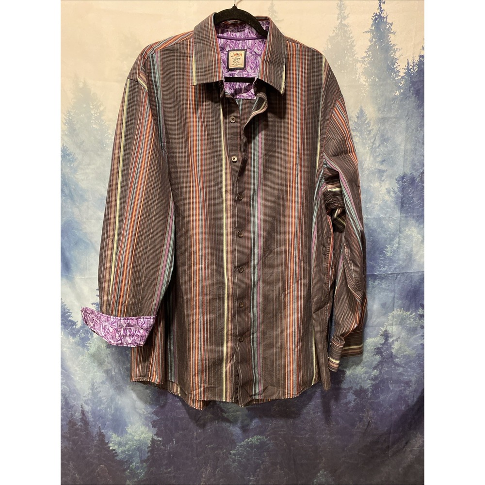 J. Garcia‎ Men's Long Sleeve Multi Colored Striped Shirt Size 2XLT